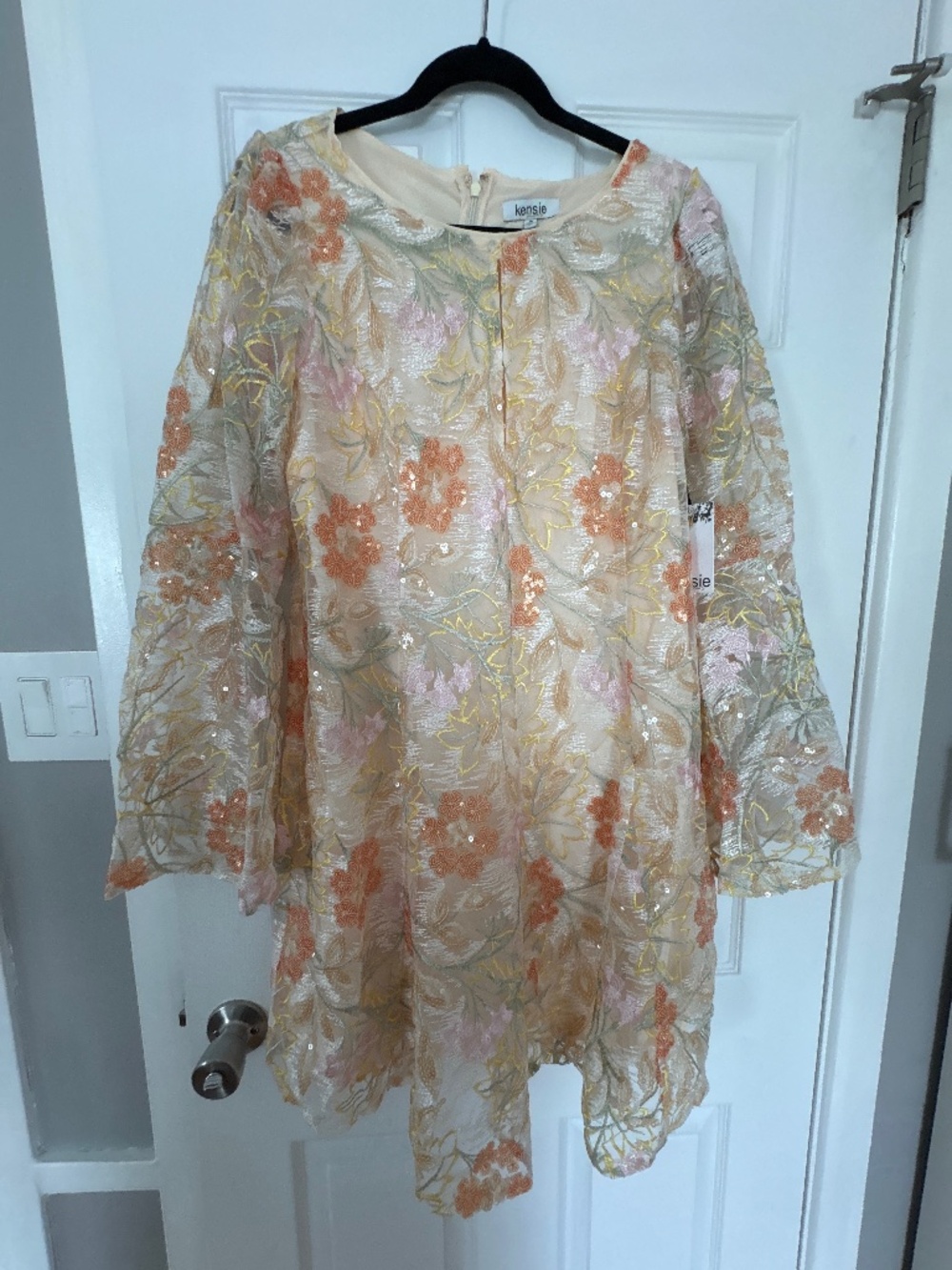 Kenzie Embroidered Keyhole Mesh Dress